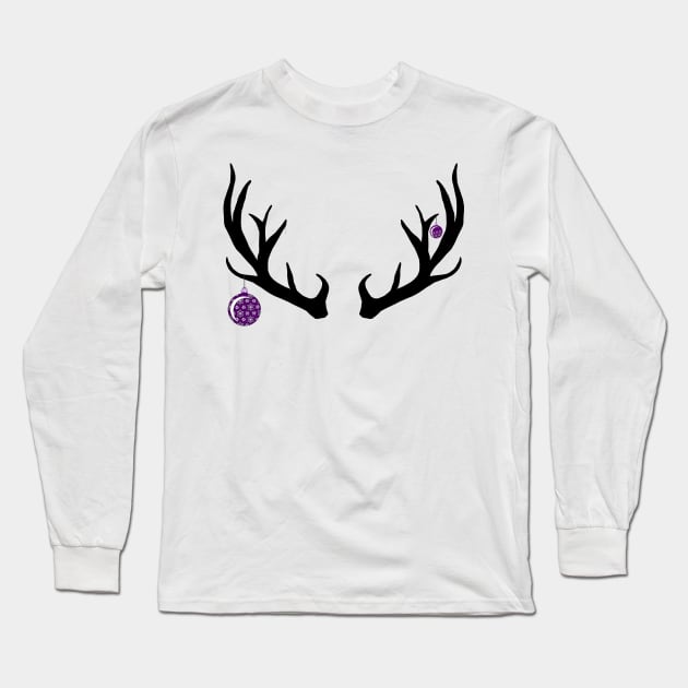 Christmas antlers Long Sleeve T-Shirt by ArtworkByJCB